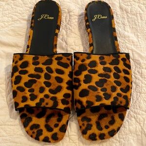J Crew Leopard Slides